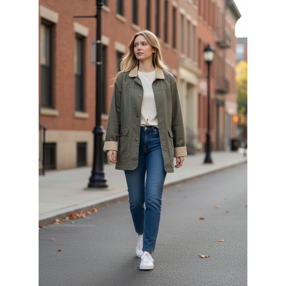 Vintage Marsh Landing Olive Green Cotton Canvas Field Chore Coat Medium Women's